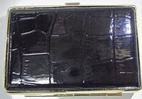 Black Alligator Print Eclipse Leatherette Wrapped Cigarette Case Holds 14 King Size Cigarettes (3102L14BKAligator)