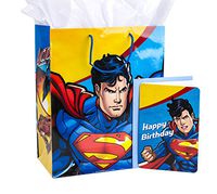 Hallmark 13" Large Superhero Gift Bag with Birthday Card and Tissue Paper (Superman)
