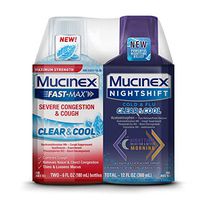 Maximum Strength MUCINEX Fast-MAX Severe Congestion & Cough Clear & Cool & MUCINEX Nightshift Cold & Flu Clear & Cool Liquid (2 x 6 fl. oz.) Multi-Symptom Relief with a Burst of Cooling Menthol