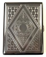 Eclipse Diamond Design Gun Metal Crushproof Stainless Steel Metal Cigarette Case, 100s, 3101B1-2