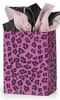 Medium Pink Leopard Print Paper Shopping Bag 8 x 4 ½ x 10 ¼ Inches - Case of 100