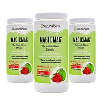 NaturalSlim Anti Stress Drink - Pure Magnesium Citrate Powder with Organic Strawberry and Lime Flavor - Natural Aid to a Slow Metabolism, Constipation & Sleeping Difficulties - 8 oz (3 Pack)