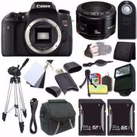 Canon EOS Rebel T6s DSLR Camera (Body Only) (0020C001) + 50 1.8 Lens + 64GB SDXC Card + 32GB SDHC Card + Case + Tripod + Card Wallet + Saver Bundle