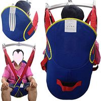 Patient Lift Medical Slings Transfer Belts Toilet Bath Shower Aids Full Body Divided Leg Straps Carrier Seating Cushion with Padded Buffer Head Back Support AnyBack Free Size Load 450 Lbs Blue