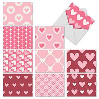 The Best Card Company - 10 Blank Heart Note Cards Boxed (4 x 5.12 Inch) - All Occasion Heartfelt Love Assortment - Heartfelt M3058