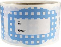 Baby Blue Buffalo Plaid Christmas Gift Tags Holiday Present Stickers 2 x 3 Inch 100 Total Labels