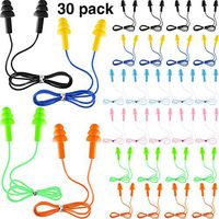 30 Pairs or 60 Pairs Corded Ear Plugs Silicone Waterproof Ear Plugs with Cords for Sleeping Snoring Swimming Shooting, Reusable Ear Plugs Noise Cancelling and Hearing Protection (30)