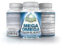 Mega Omega Premium Fish Oil, No Burp, No Fishy Aftertaste, 800mg EPA & 600mg DHA Enteric Coated. Molecular Distillation.