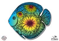 GT Graphics Colorful Fish Hand Drawn Pattern - 3" Vinyl Sticker - for Car Laptop I-Pad Phone Helmet Hard Hat - Waterproof Decal