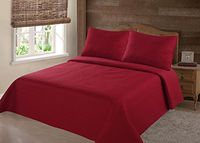unbrand New 2/3PC NENA Bed Bedspread Quilt Set Coverlet Solid Stippling STITCHE Modern/King - Red