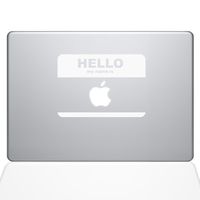 The Decal Guru Name Tag MacBook Decal Vinyl Sticker - 15" MacBook Pro (2015 & Older) - White (1135-MAC-15P-W)