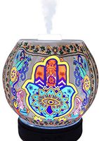 EssentialLitez Essential Oil Diffuser Ultrasonic Handcrafted 120ml Aroma Essential Oil Cool Mist Humidifier with Adjustable Mist Mode, Auto Shut-off and 7 Color LED Lights Changing (Hamsa)