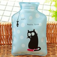 Water Injection hot Water Bottle_1597 Water Injection Explosion-Proof hot Water Bottle Children Student Hand Warmers Cartoon Warm Handbag Small, Black cat