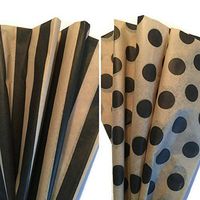 Printed Tissue Paper for Gift Wrapping with Design (Black & Tan Polka Dot/Black & Tan Stripe), Decorative Gift Tissue Paper, 24 Large Sheets (20x30)
