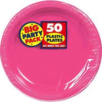 Amscan Bright Pink Plastic Plate Big Party Pack, 50 Ct.