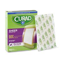 Curad Sheer Adhesive Bandages, Discreet, 4-Sided Seal, Absorbent Pad, 3" x 4", 10Ea (Pack of 24)