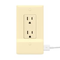 SnapPower USB Charger Outlet Wall Plate Cover - No Batteries Or Wires - Installs In Seconds - (Décor, Ivory) (1 Pack)