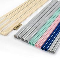 [12pcs ] longzon Ultra Thin Silicone Straws Reusable Drinking Straws for 30oz and 20oz Tumblers,10’’ Straight extra-Long Wide Smoothie Straws for toddlers,FDA,BPA free, with cleaning brushes