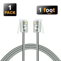 Short Telephone Cord 1 ft RJ11 6P4C Male to Male (1 Foot)