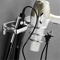 1962 Wall Mounted Hair Dryer Holder, Aluminum Hair Dryer Hanging Rack Organizer Spiral Hair Care Tools Blow Dryer Holder for Flat Iron, Curling Wand, Straightener (Silver)