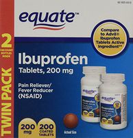 Equate Ibuprofen Pain Reliver/Fever Reducer 200 mg  100 Coated Tablets in (2 Pack)