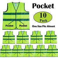CIMC,Safety Vests Yellow Reflective High Visibility with Pockets,10 Pack,Bright Construction Vest with Sliver Strip, Hi Vis Vest Made from Neon Yellow Mesh,Working outdoor for man woman (yellow)