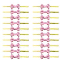 Yardwe 100pcs Bow Tie Twist for Bakery Candy Lollipop Cello Bag,Lovely Cute Colors Bow Tie Twist Ties for Cake Chocolate, Sealing CelloBags Small Treats Bags(Pink)