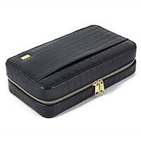 Multifunction Genuine Leather Portable Travel Cigar Case, Holds 4 Cigars+Cigar Accessories,Black