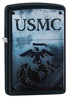 Zippo USMC Logo Pocket Lighter, Black Matte