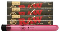 RAW Black Natural Unrefined King Size Slim Rolling Papers (3 Packs) with Rolling Paper Depot XL Kewl Tube