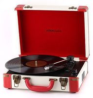 Vitkatronics Red & White Portable Turntable Suitcase USB Record Player Ambassador