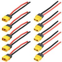 WMYCONGCONG 10 PCS XT60 XT60H Plug Male Female Connector with Sheath Housing Connector w/ 150mm 12AWG Silicon Wire for RC Lipo Battery FPV Drone