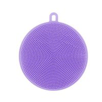 Hot ! ღ Ninasill ღ Silicone Dish Washing Sponge Scrubber Kitchen Cleaning antibacterial Tool (Purple)