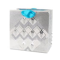 Hallmark Signature 7" Medium Gift Bag (Silver Glitz) for Valentines Day, Weddings, Bridal Showers, Anniversaries and More
