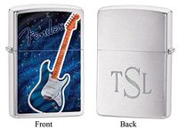 Personalized Fender Guitar and Logo Zippo Lighter with Free Roman Monogram