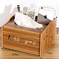 T-ZJHC Tissue Box Remote Control Storage Box Living Room Creative Coffee Table European Wood Multi-Function Tray Home, Horizontal Version Small Walnut