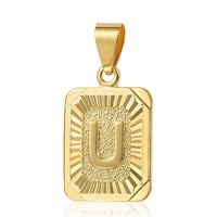 Trendsmax Mens Womens Yellow Gold Plated Square Capital Letter U Pendant Only No Chain