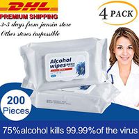 Alcohol Wet Wipes, (4Packs=200Wipes) Wet Wipes with Flip Lid for All Daily Disinfecting Protection