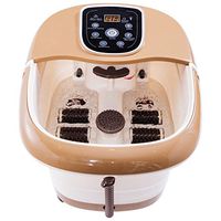 Foot Spa Bath Massager Heat Bubble Vibration Portable Enjoy All-in-One TEM/Time Set Heat Bubble W/6 Roller