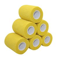 COMOmed Self Adhesive Bandage Wrap 3"x 4.5m First Aid Stretch Sport Athletic Wrap Vet Tapes for Wrist Ankle Sprain and Swelling,Yellow(6 Rolls)