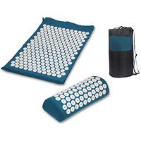 GHF Yoga Spike Acupressure Mat Pillow Set Relieve Stress Tension Pain Acupuncture Cushion Mat W/Carry Bag,Blue