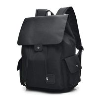 School Backpack Drawstring USB Port College Laptop Waterproof Travel Backpacks (Black)