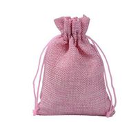 BZCTAH Linen Bags Burlap Jute Bags with Drawstrings, 20 PCS 13 x 18cm Pure Color Multipurpose Linen Gift Bag Jute Hessian Packing Storage Jewelry Pouches for Wedding Party Birthday Christmas, Pink