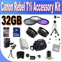 Canon T1I Accessory Saver Kit (58mm Wide Angle Lens + 58mm 3 Piece Filter Kit + 32GB SDHC Memory + Extended Life Battery Accessory Saver Bundle)