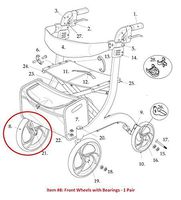 Front Wheels (Pair) with Bearings for Drive RTL10266 Nitro Rollator Walker (Serial # Prior to 2A1606301542) - 1 Pair