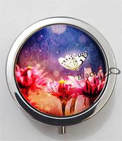 BlackKey Butterfly On Flowers 3-Compartment Decorative Pocket Gift Box Case Organizer for Pill, Color 1 -2298