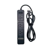 2 Prong Power Strip Black, 3 Outlets and 4 USB Surge Protector Flat Plug with 6.6ft Extension Cord for Home and Office