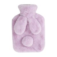 Hot Water Bottle Kettle Warm Water Bag Plush Rabbit Ear Cover Portable Winter Leakproof Hand Warmer Reheatable and Transparent Ice Bag Cute Hand Warmer