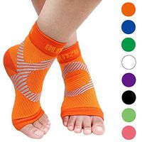 BLITZU Plantar Fasciitis Socks with Arch Support, Foot Care Compression Sleeve, Eases Swelling & Heel Spurs, Ankle Brace Support, Relieve Pain Fast Orange S-M