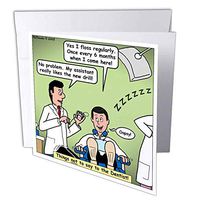 3dRose Dentist Visit & Flossing - Greeting Cards, 6 x 6", Set of 6 (gc_3912_1)